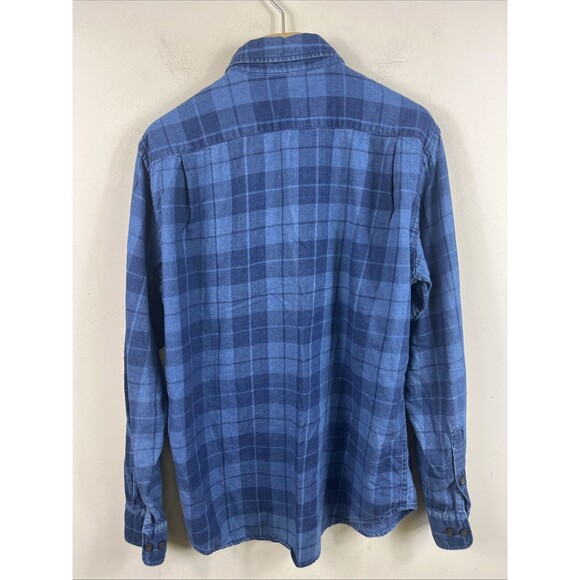 Uniqlo Men’s Button Up Shirt Long Sleeve Blue Size Medium Plaid Flannel - Picture 3 of 6
